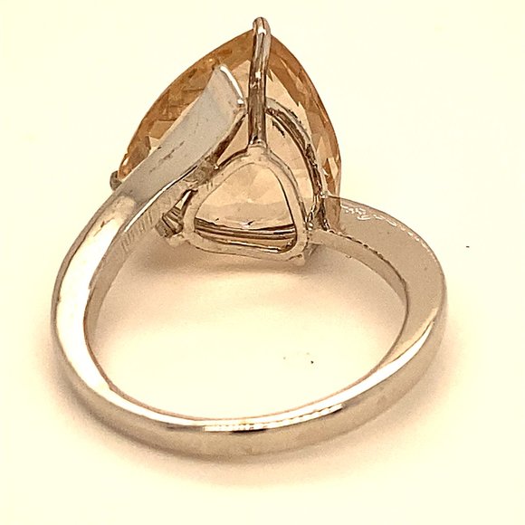 Imperial Topaz 11.50ct Solid 18K White Gold Ring - Picture 4 of 6